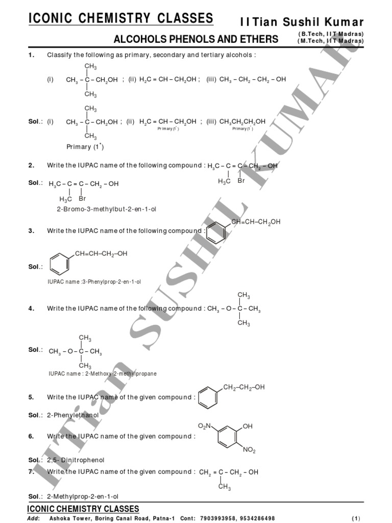 Alcohols, Phenols, and Ethers Notes | PDF | Ether | Alcohol