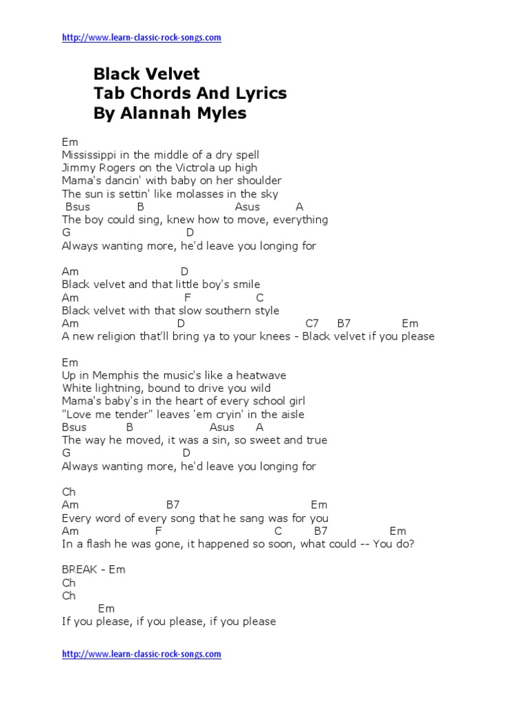 Black Velvet Tab by Alannah Myles | PDF