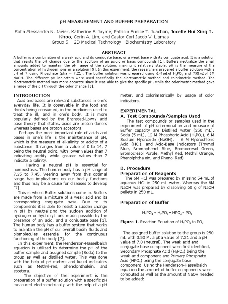 Buffer Capacity and pH 12 Preparation | PDF | Ph | Buffer Solution