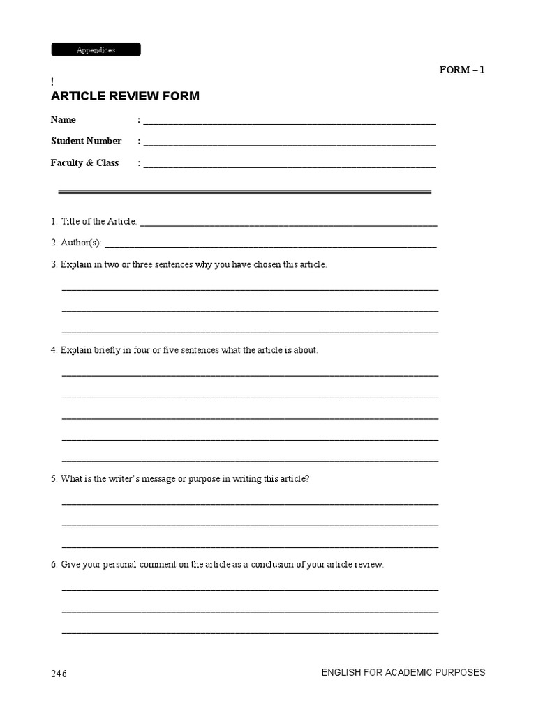 Article Review Sheet