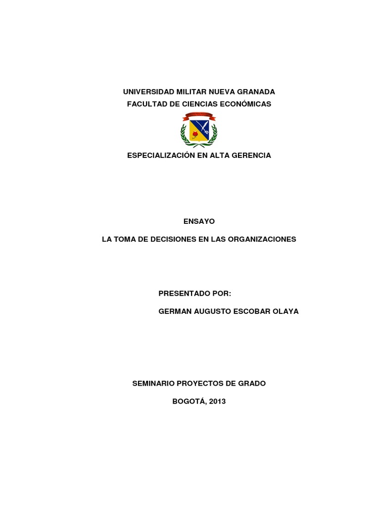 La Toma de Decisiones en Las Organizaciones | PDF | Grupo de trabajo ...
