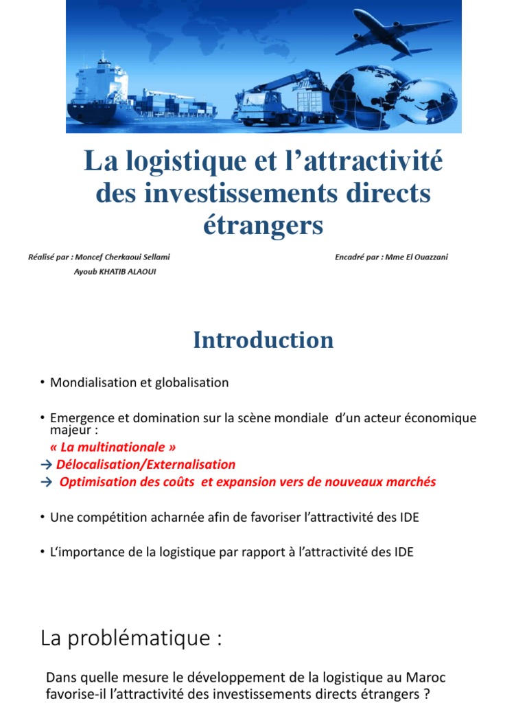 Logistique et attractivité des IDE au Maroc | PDF | Économie mondiale ...
