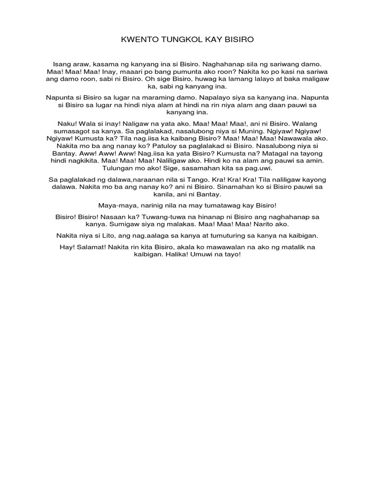 Kwento Tungkol Kay Bisiro | PDF