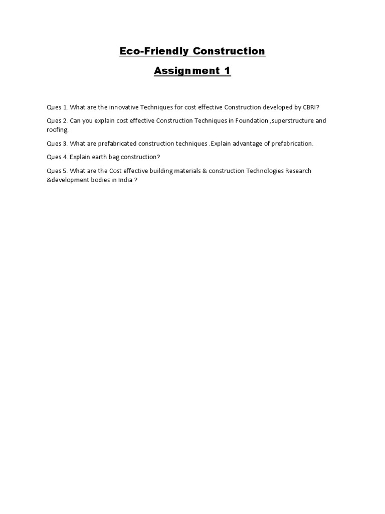 Eco-Friendly Construction Assignment 1 | PDF
