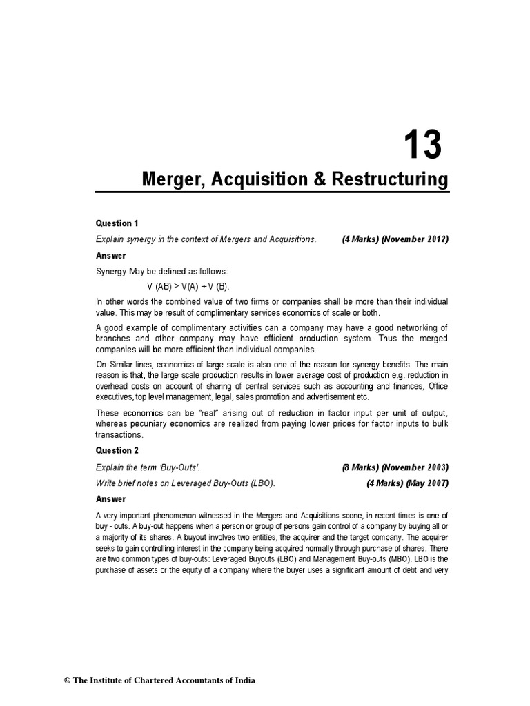 Chapter 13 PDF | PDF | Mergers And Acquisitions | Leveraged Buyout