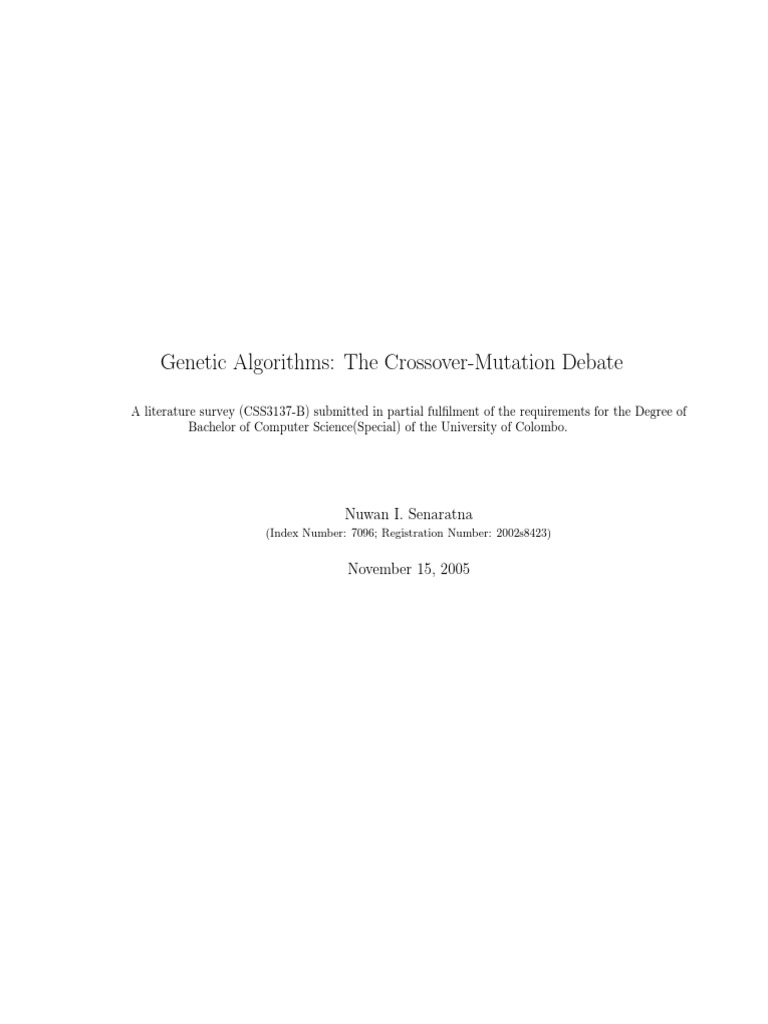 Crossover vs Mutation in Genetic Algorithms | PDF | Genetic Algorithm ...
