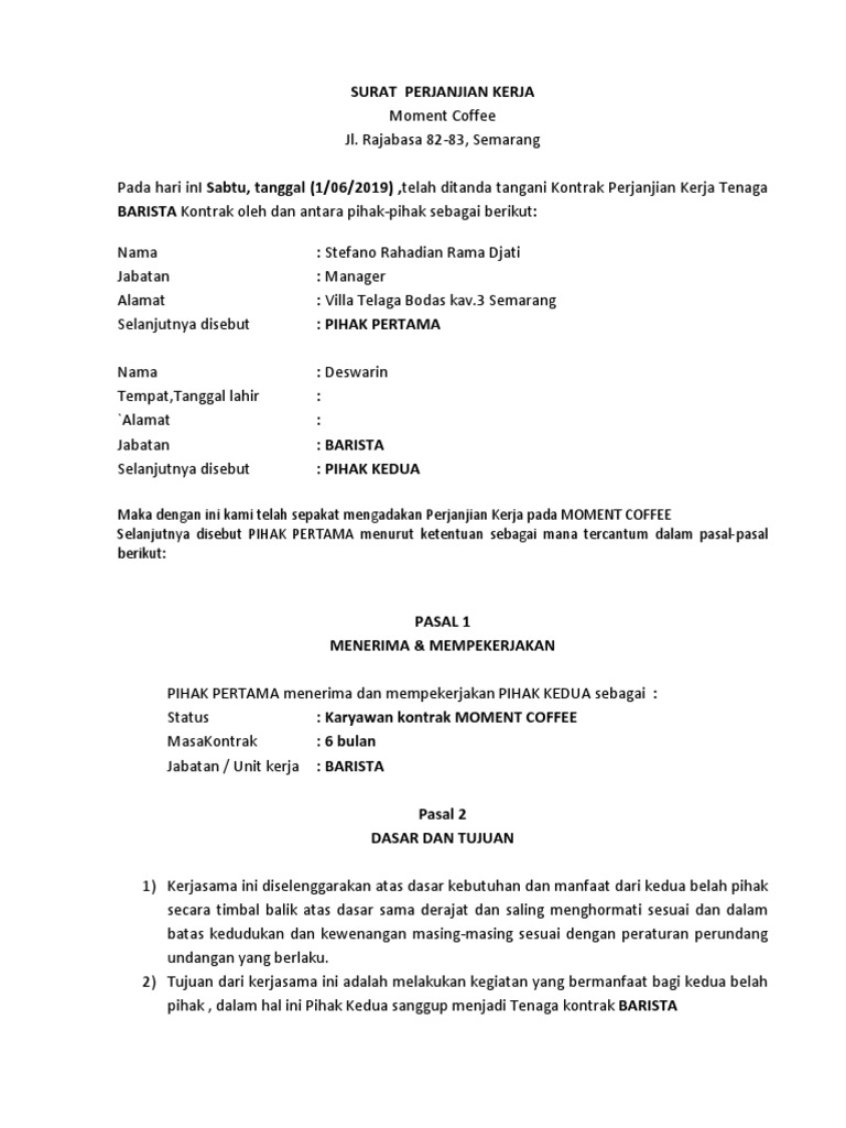 Kontrak Barista Deswarin 2019 Docx