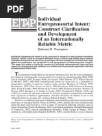 Individual Entrepreneurial Intent: Construct Clarification and Development of An Internationally Reliable Metric