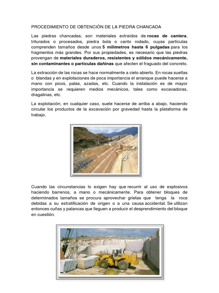 Procedimiento de Obtencion de La Piedra Chancada | PDF | Hormigón ...