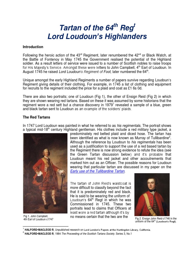 64th Regt - Loudon's Highlanders Tartan | PDF | Highlands And Islands ...