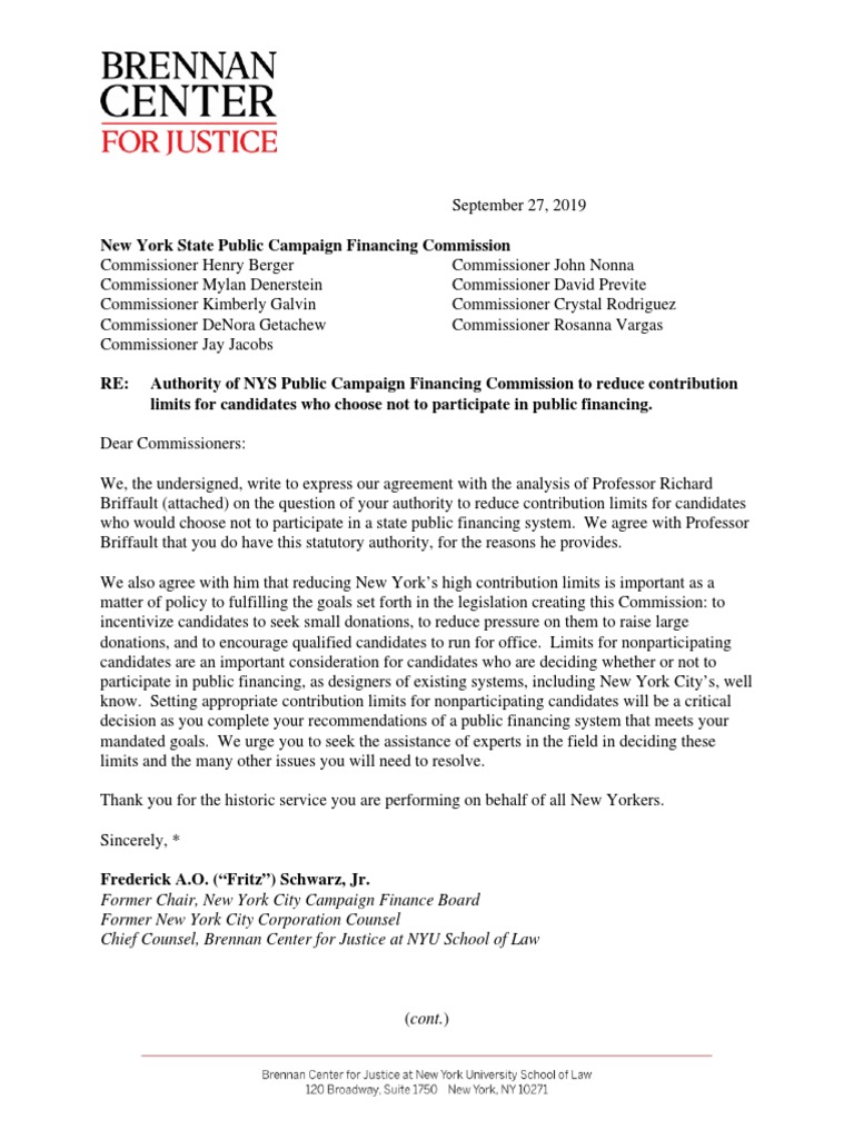 NYS Campaign Financing Contribution Limits | PDF | Campaign Finance In ...