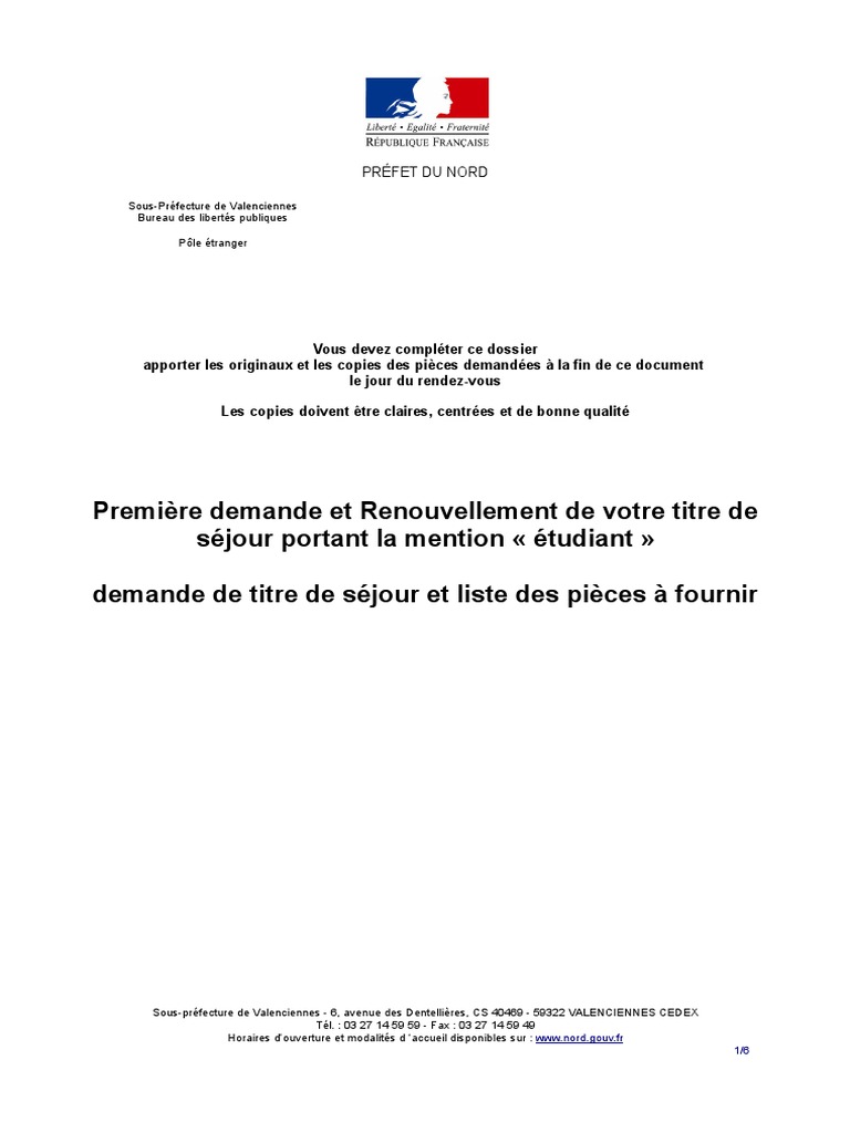 Renouvellement De Titre De Séjour Le Raincy Dossier de Demande de Titre de Sejour | PDF | Visa (Document) | Document  d'identité