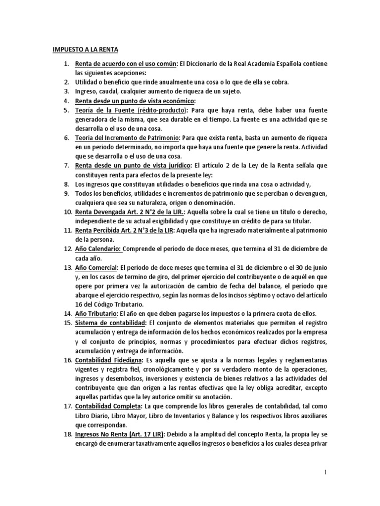 Impuesto a la Renta en Chile: Fuentes y Normas | PDF | Impuestos ...