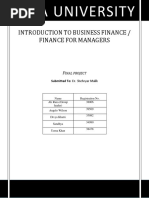 Iqra University: TO Business Finance / Finance FOR Managers