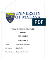 Undang-Undang Jenayah Ii LIA2007 SESI 2018/2019: Nama: Mohd Nazlee Bin Zubair