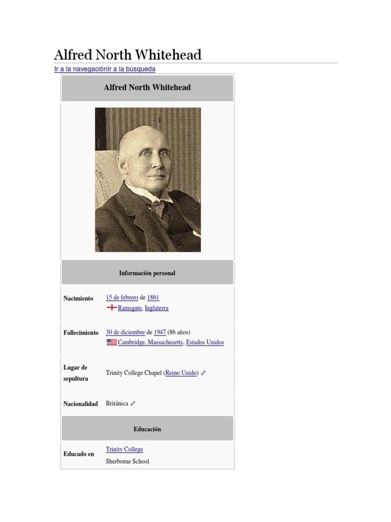 ALFRED NORTH WHITEHEAD WIKIPEDIE intelligence overview