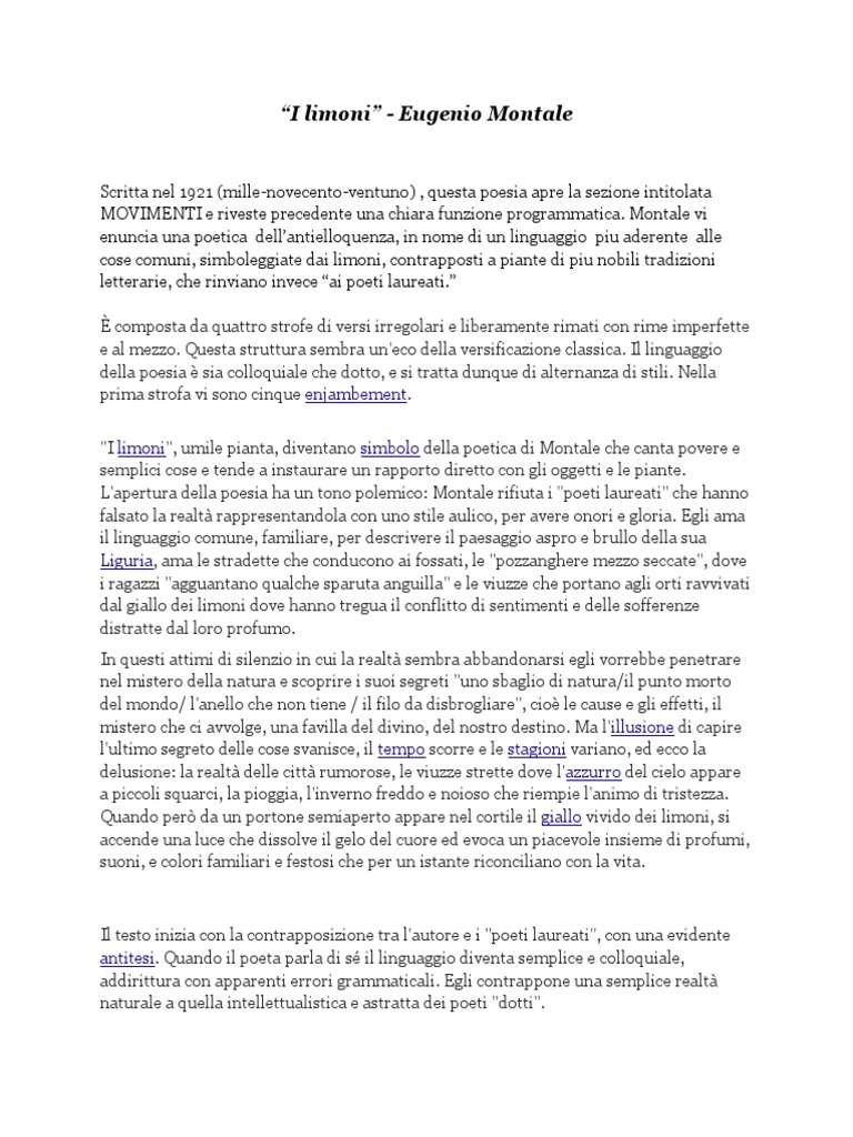 I Limoni Eugenio Montale