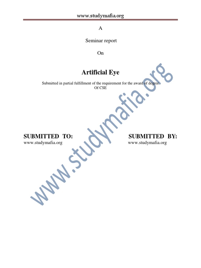 CSE Artificial Eye REPORT PDF Human Eye Retina
