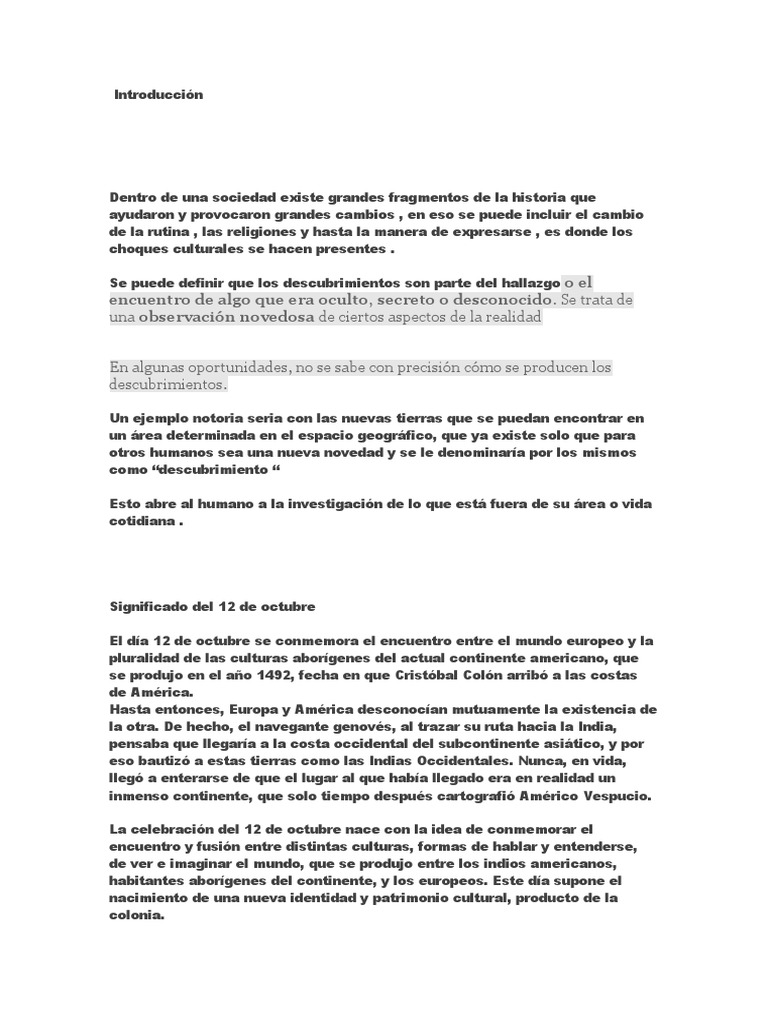 Impacto del 12 de octubre en América | PDF | Exploración de América del ...