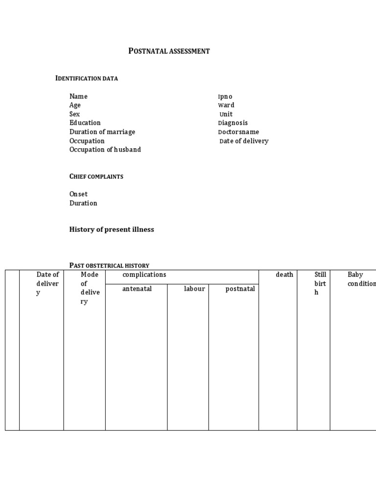 Postnatal Assessment Guide | PDF | Childbirth | Infants