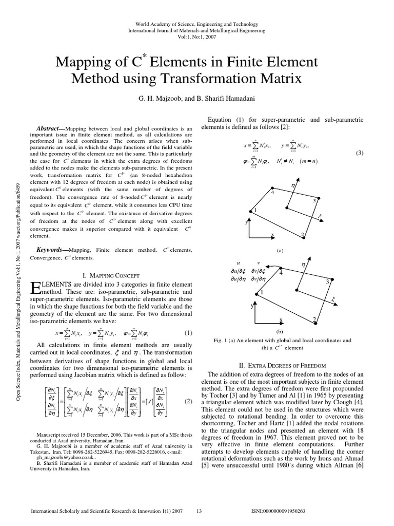 C* Element Mapping in Finite Element Analysis | PDF | Matrix ...
