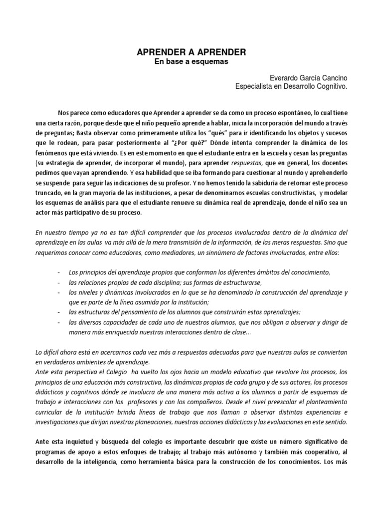 Estrategias para Aprender a Aprender | PDF | Aprendizaje | Teoria de la ...