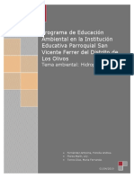 Programa de Educación Ambiental Con El Tema Hidroponía en La Institución Educativa Parroquial San Vicente Ferrer Del Distrito de Los Olivos