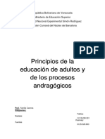 Principios de La Educación de Adultos y de Los Procesos Andragógicos