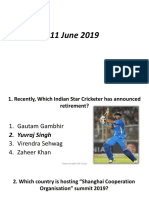 Indian Cricketer Retirement Yuvraj Singh SCO Summit China Cricket Stadium Sri Lanka Google Most Reliable Brand Traffic Index Delhi Metro UN Equator Prize Women Society