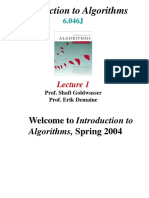 Introduction To Algorithms: Prof. Shafi Goldwasser Prof. Erik Demaine