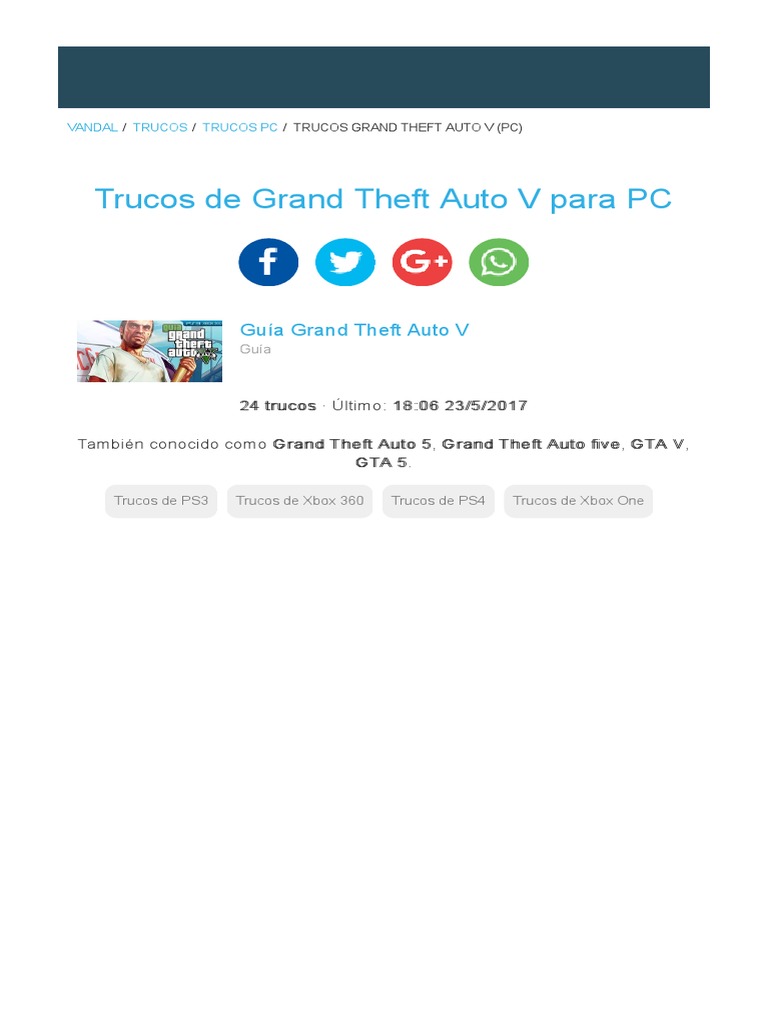 Como Cambiar El Idioma En Gta 5 Ps4 GTA 5 Guia y Trucos | PDF | Cookie HTTP | Robo
