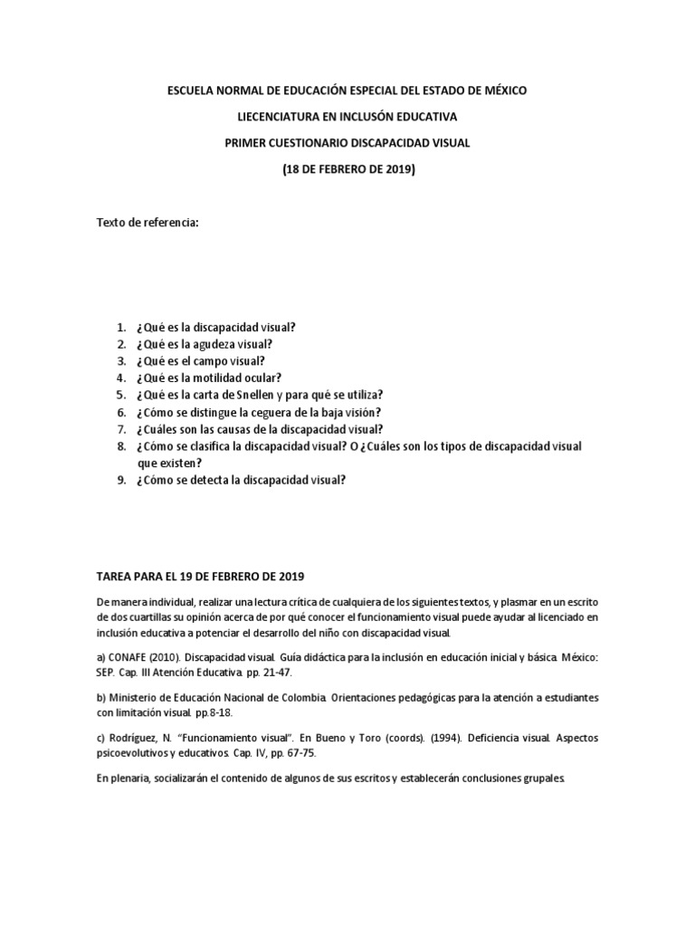 Cuestionario sobre Discapacidad Visual | PDF | Ciencias sociales