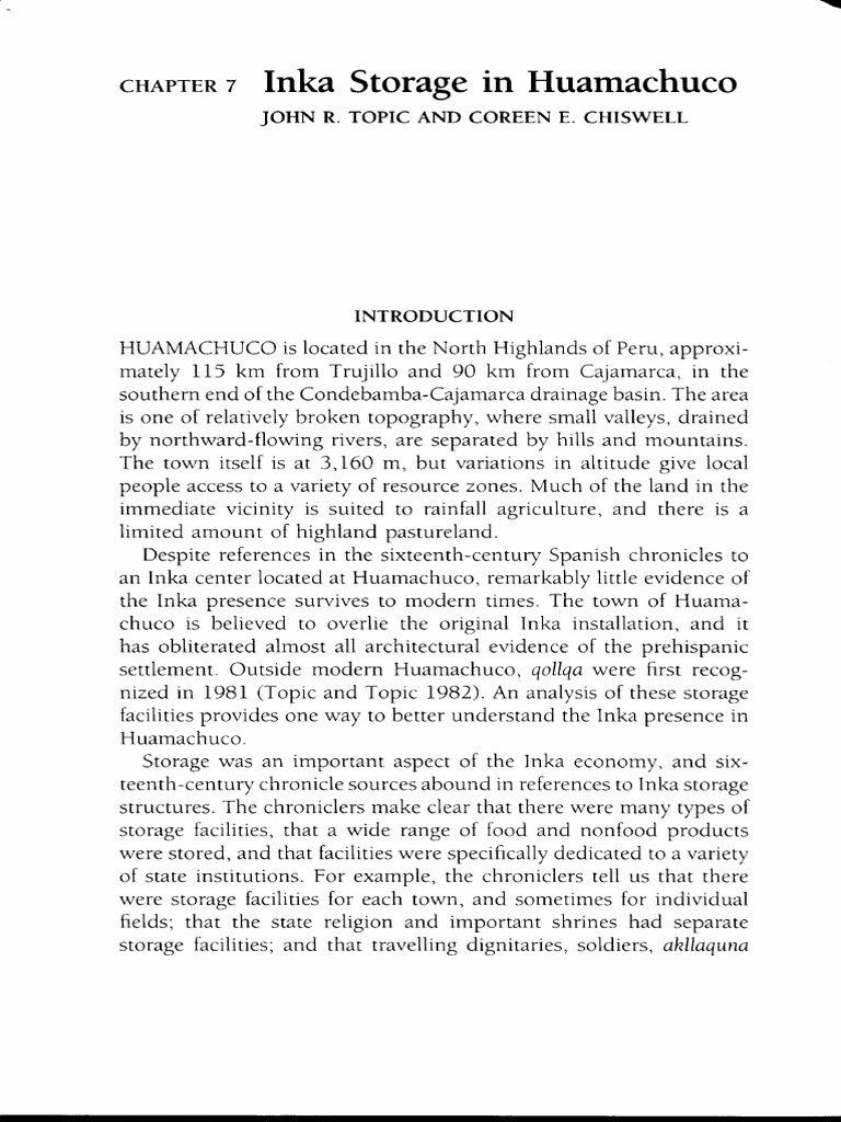 Inka Storage Practices in Huamachuco | PDF | Horticulture And Gardening ...