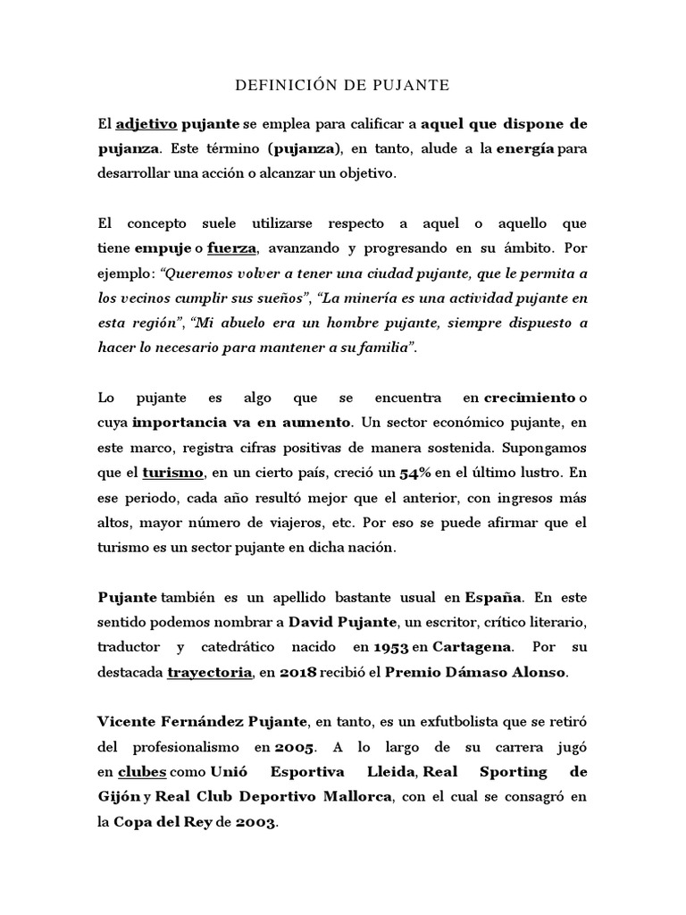 Definición y significado de pujante | PDF | Finanzas y dinero ...