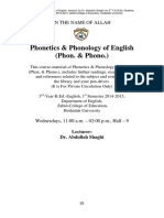 Phonetics & Phonology of English (Phon. & Phono.) : in The Name of Allah