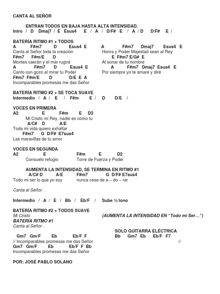 Canta Al Señor Acordes Pdf