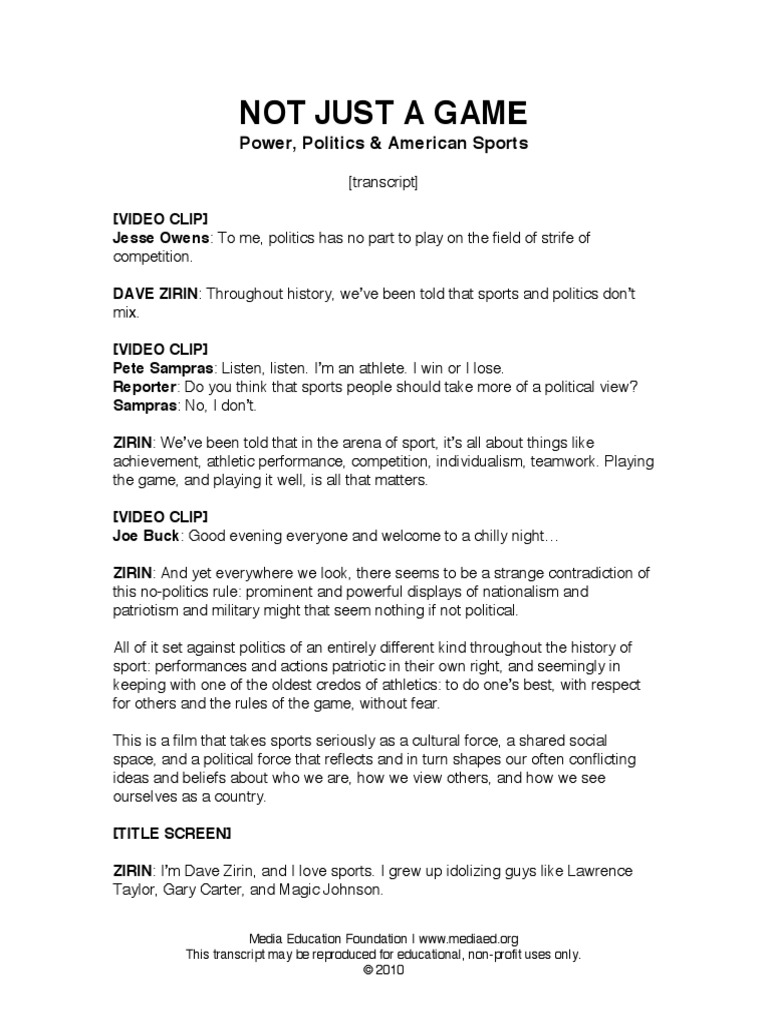 Not Just A Game Transcript PDF | PDF | Jackie Robinson | Sports