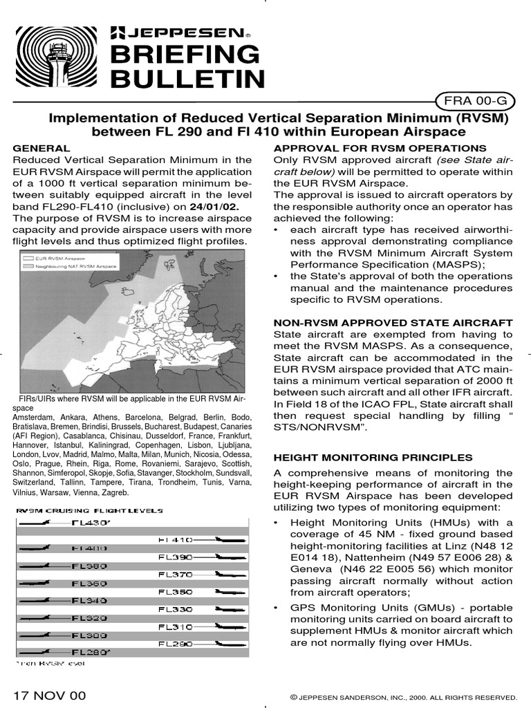 Implementation of Reduced Vertical Separation Minimum (RVSM) Between FL ...