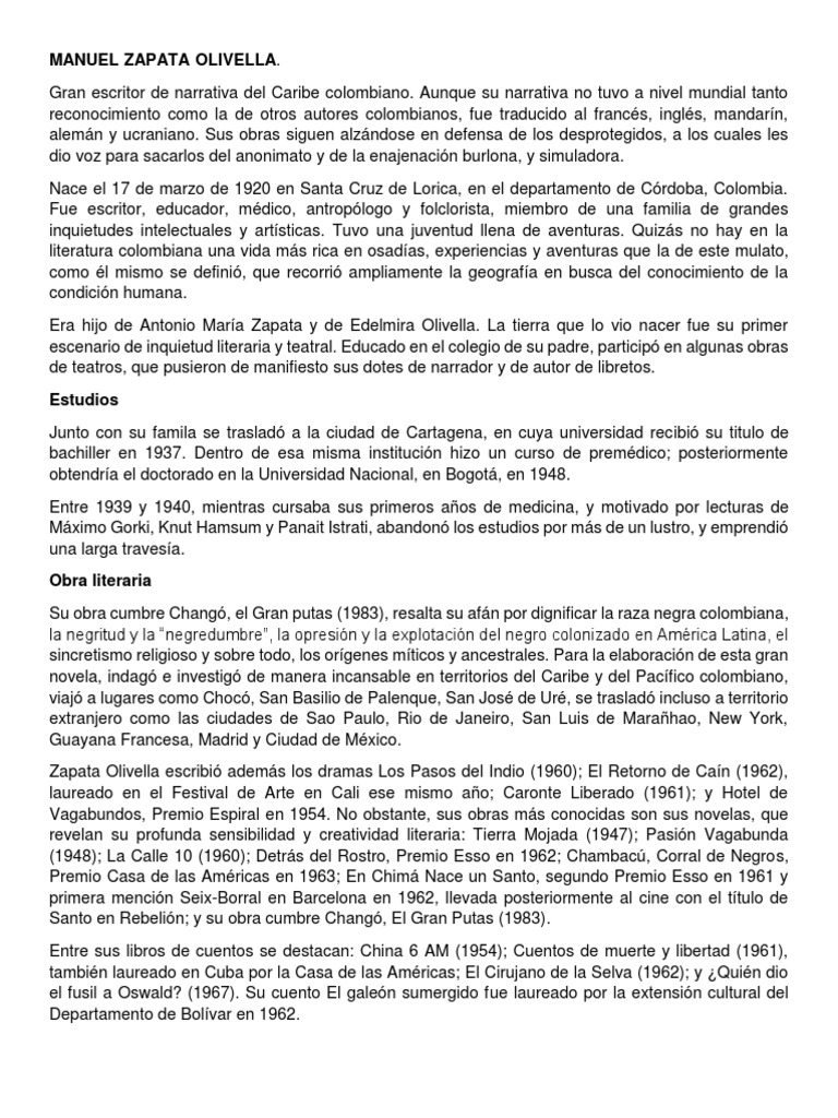 Manuel Zapata Olivella PDF