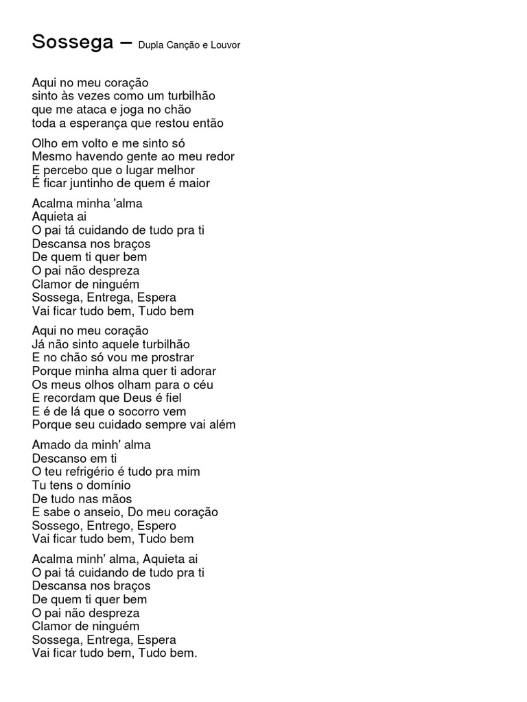 Sossega - Letra | PDF | Poesia