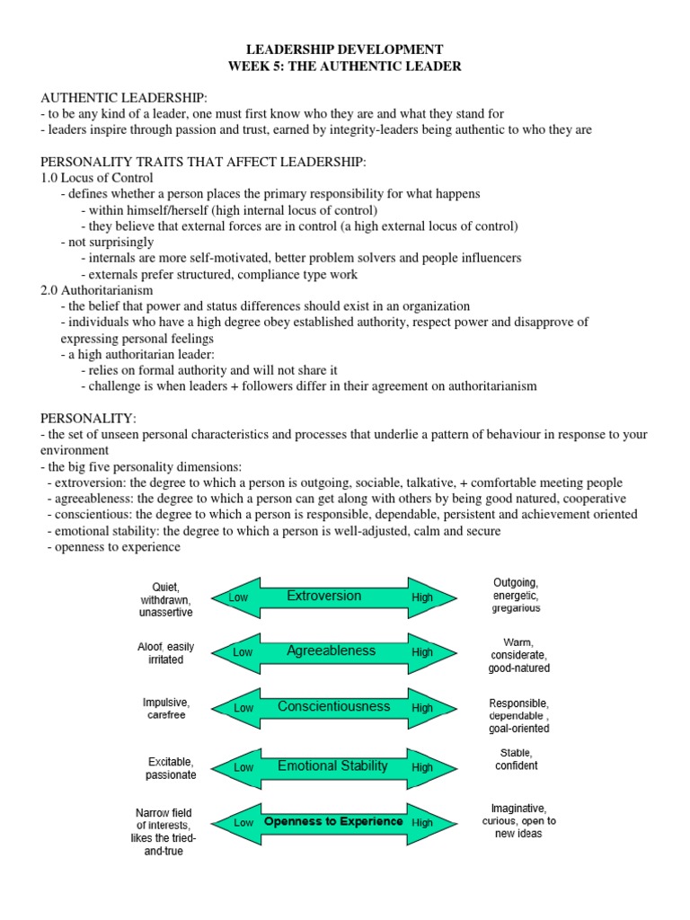 Week 5 The Authentic Leader | PDF | Extraversion And Introversion ...