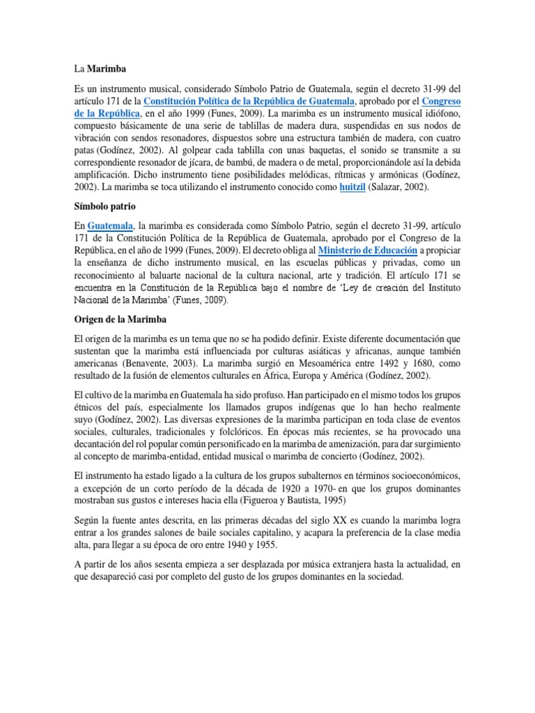 La marimba Símbolo patrio de Guatemala y su origen e importancia