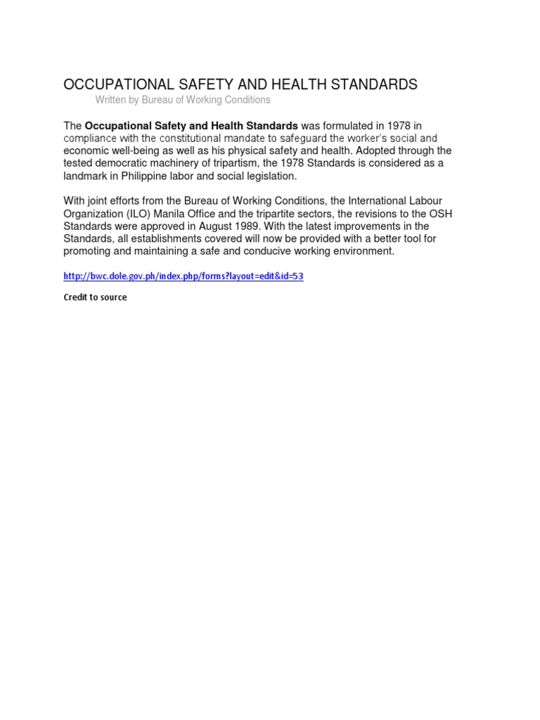 Occupational Safety and Health Standards | PDF