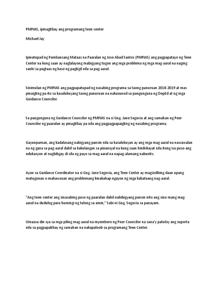 Halimbawa NG Balita | PDF