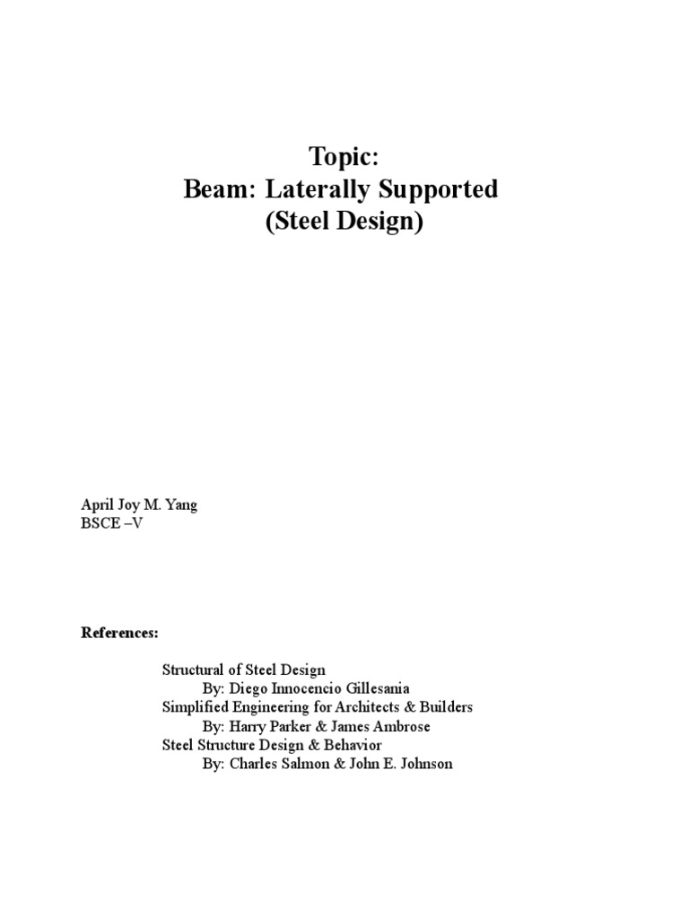 Design of Laterally Supported Beams | PDF | Bending | Beam (Structure)