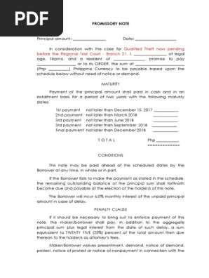 Promissory Note Draft