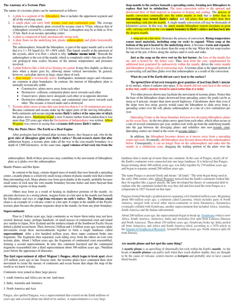 The Anatomy of A Tectonic Plate | PDF | Plate Tectonics | Mantle (Geology)