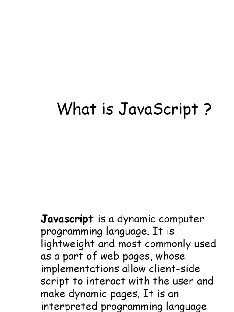 What Is JavaScript | PDF | Dynamic Web Page | Java Script