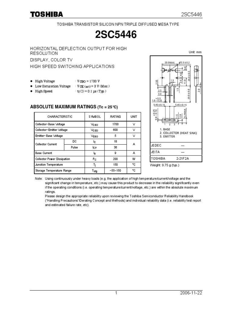 2SC5446 PDF | PDF | Reliability Engineering | Bipolar Junction Transistor
