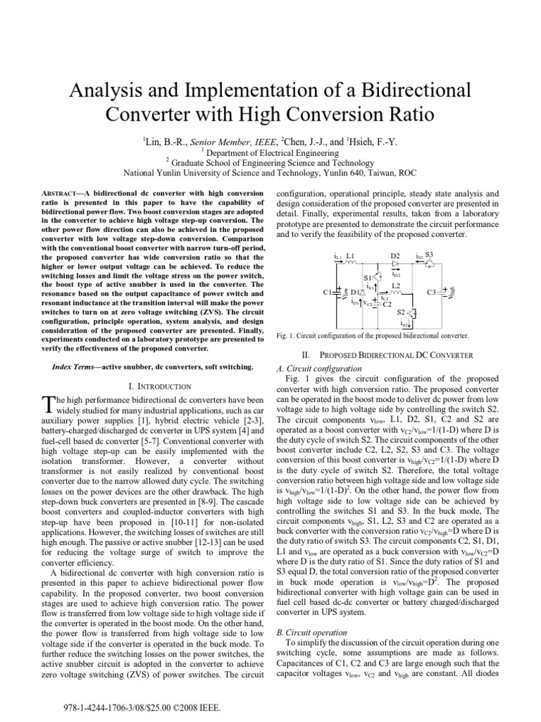 Analysis and Implementation of A Bidirectional Converter With High ...